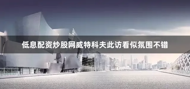 低息配资炒股网威特科夫此访看似氛围不错